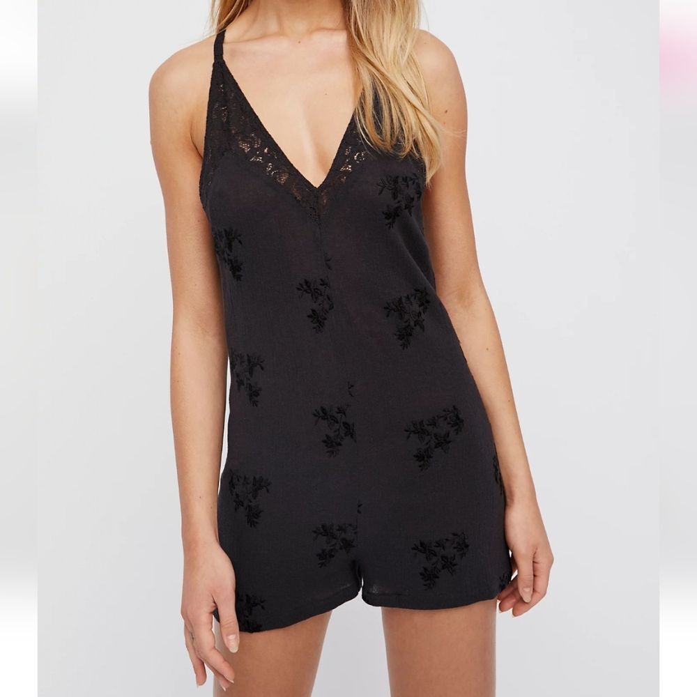 Free People Troubadour Romper in Black Size S